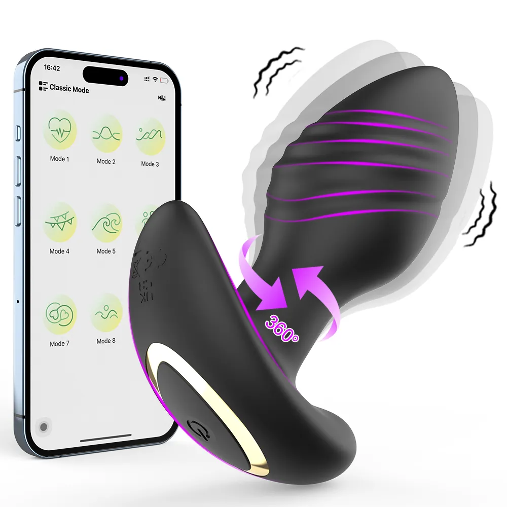 App Control 360° Rotation 9 Vibrating Mode Adult Toys Anal Plug Prostate Massager Butt Plug Vibrator for Men
