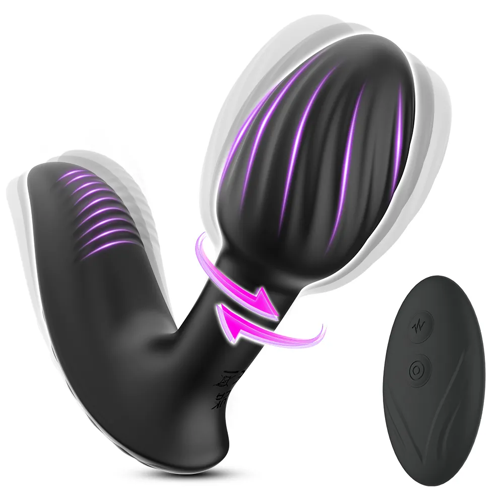 Remote Controlled Duo Motors Prostate Massager Adult Toys 9 Modes Rotating & Vibrating Butt Plug Anal Vibrators Sex Toys for Men