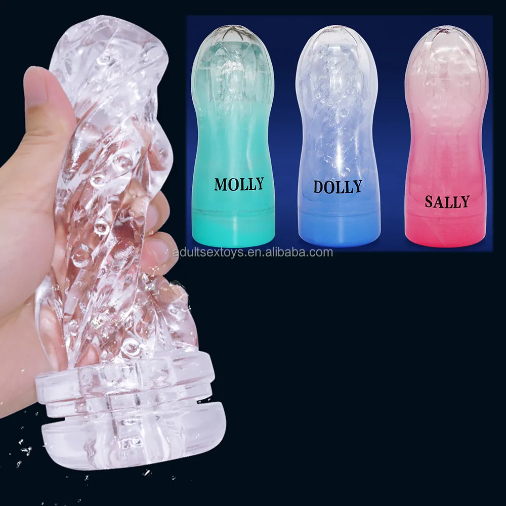 Custom Packaging Clear Portable Pocket Pussy Stroker Vagina Textured TPE Masturbation Sleeve Male Masturbator Sex Toys for Men