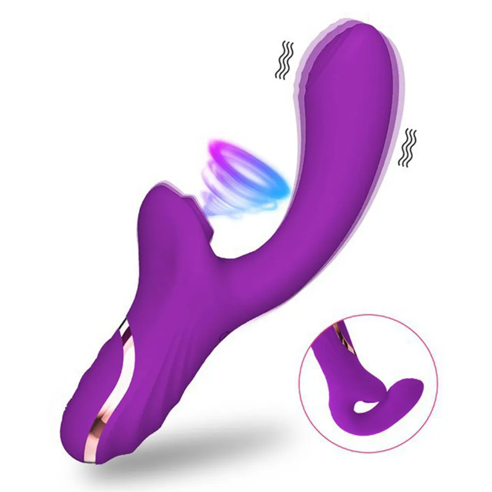 2 in 1 Silicone Clitoral Sucking Vibrator Flexible Dildo G Spot Vaginal Vibrators Clitoris Stimulation Sex Toys for Women
