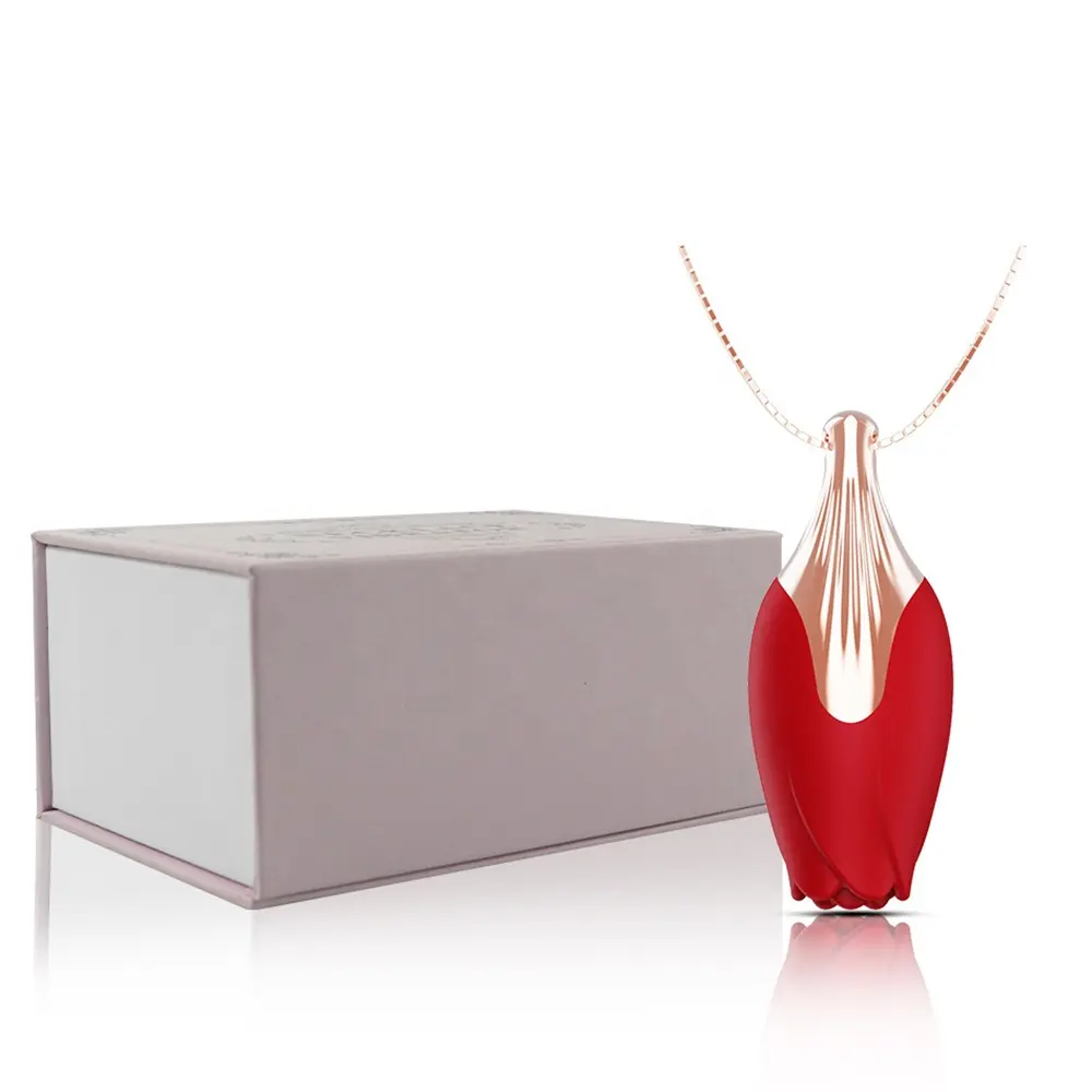 Valentine's Red Rose Necklace Vibrator Gift 10 Frequencies Clitoral Stimulator USB Rechargeable Waterproof Mini Rose Toys