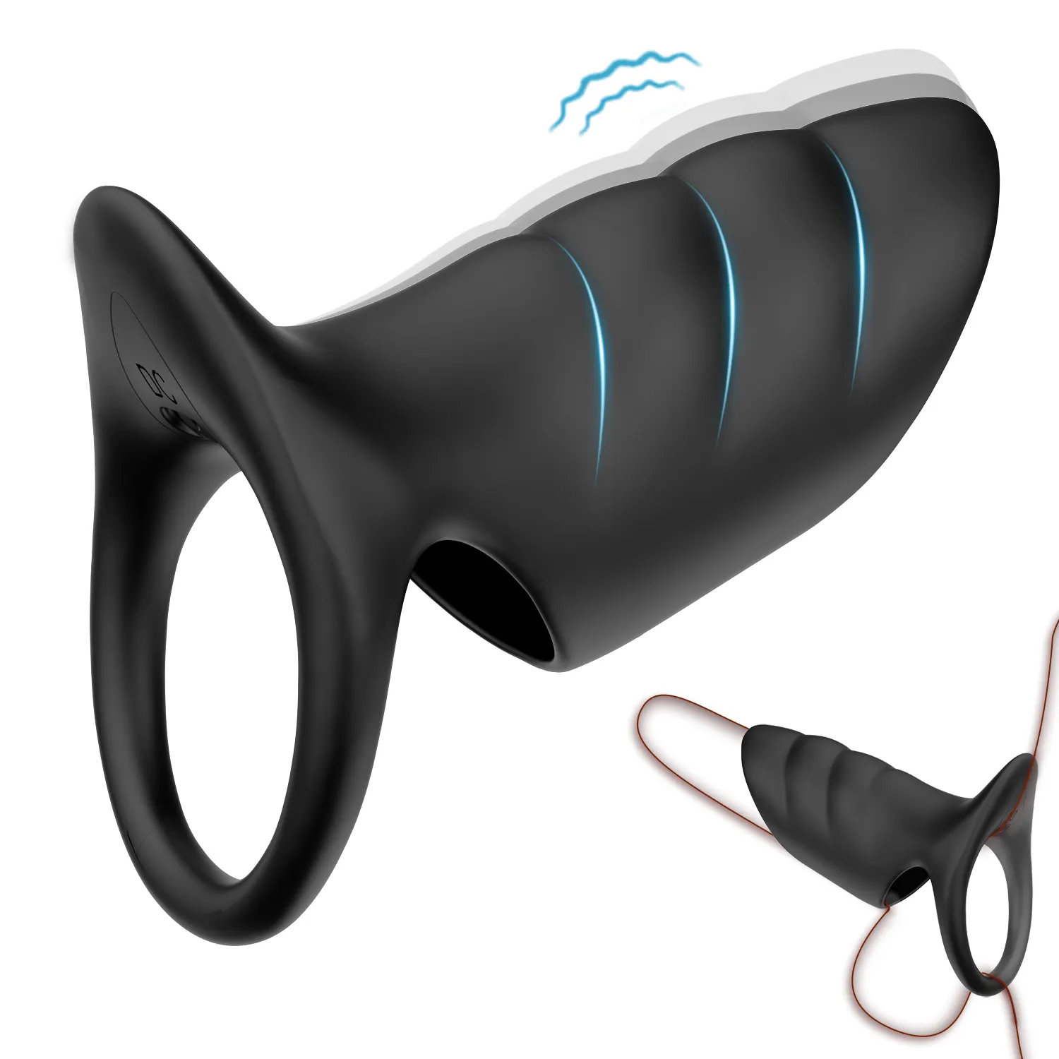 Powerful 10-Vibration Silicone Cock Ring Men's Sex Toy for Penis Enlargement Soft Vibrating Sleeve