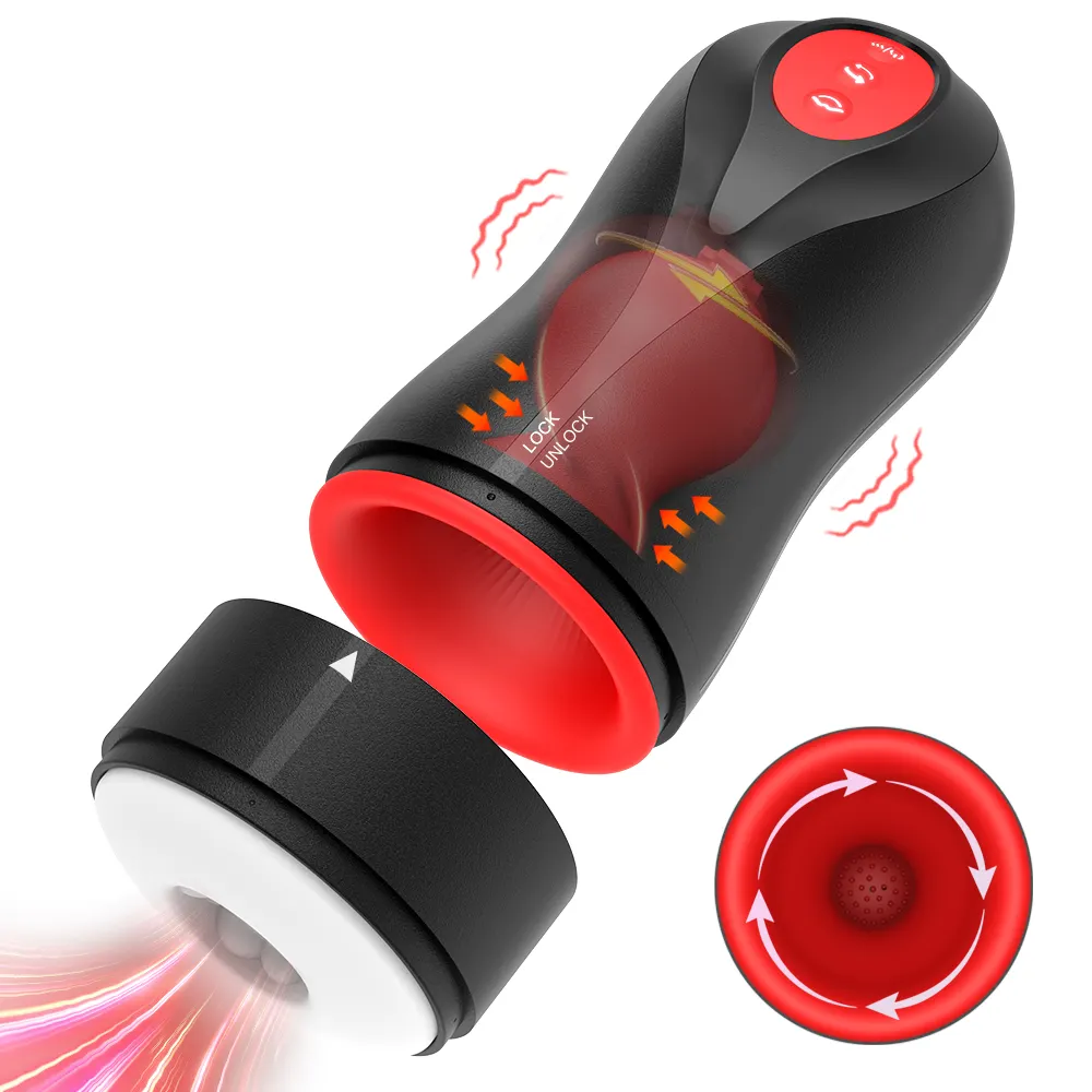 3 in 1 Electric Spin Masturbator with Automatic Tightening Vibration Rotation 3D Realistic Texture TPE Material Male Masturbator