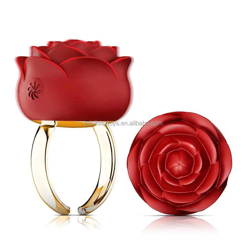 Artificial Roses Vibration Finger Ring Adjustable Rose Ring Sex Toy Female Nipple Clitoral Vibrator Rose Toys