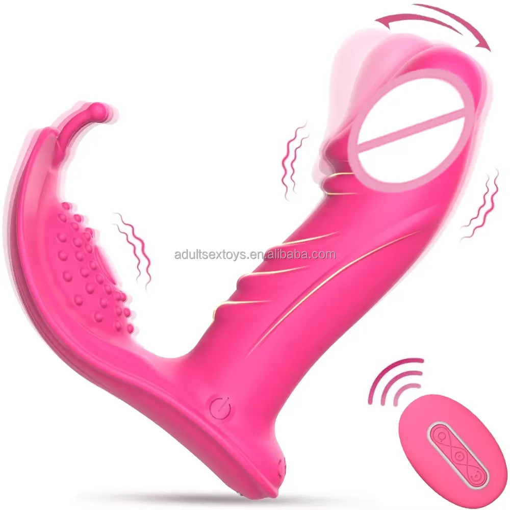 Factory Wholesale Adult Sex Toys for Women 3 Wiggling 7 Vibration Panties Rose Toy Wearable Butterfly G Spot Dildo Vibrator