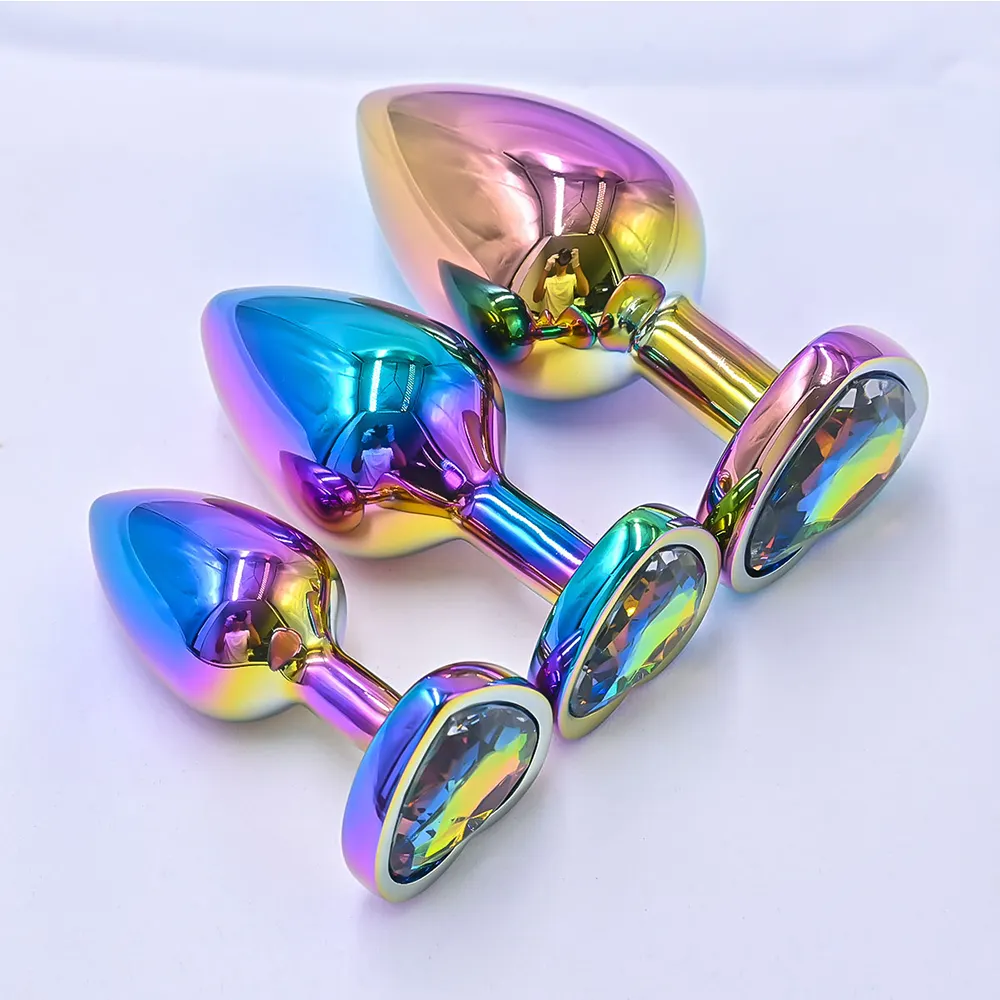 3Pcs Set Luxury Metal Butt Toys Heart Shaped Anal Trainer Jewel Butt Plug Kit S&M Adult Gay Anal Plugs Woman Men