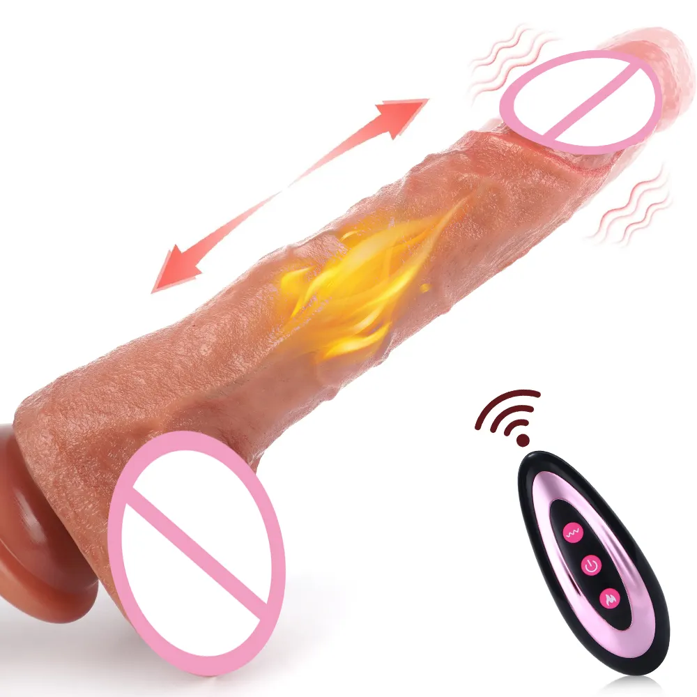 8.8'' Realistic Liquid Silicone Thrusting Dildo Vibrator Electric Heated Big Balls Dildos for Adult Women's Masturbation