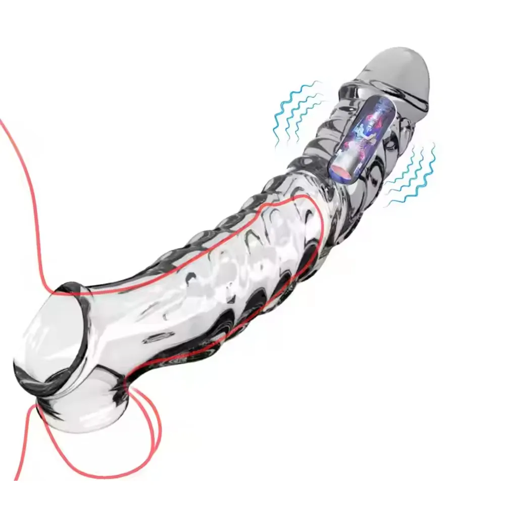 Silicone Male Delay Ejaculation Sex Toys Soft Reusable TPE Electric Vibrating Cock Rings Penis Enlargement & Extended Sleeve