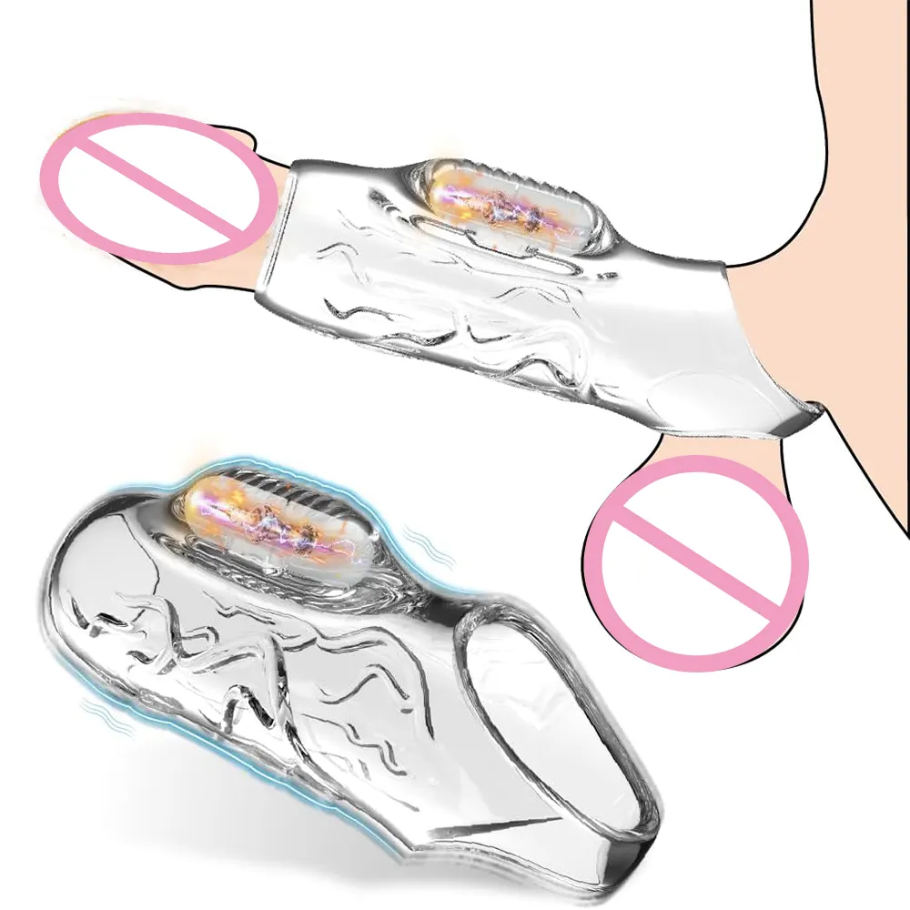 Soft Reusable TPE Electric Silicone Sleeve Sex Toys Male Delay Ejaculation Vibrating Cock Rings Penis Enlargement for Men