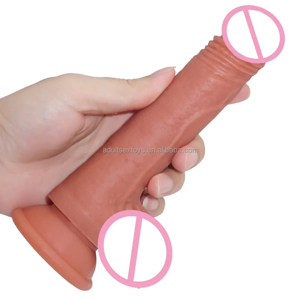 Factory Wholesale 7.5'' Soft Silicone Strap-On Dildos Realistic Big Dildos with Real Skin Feeling for Men and Women