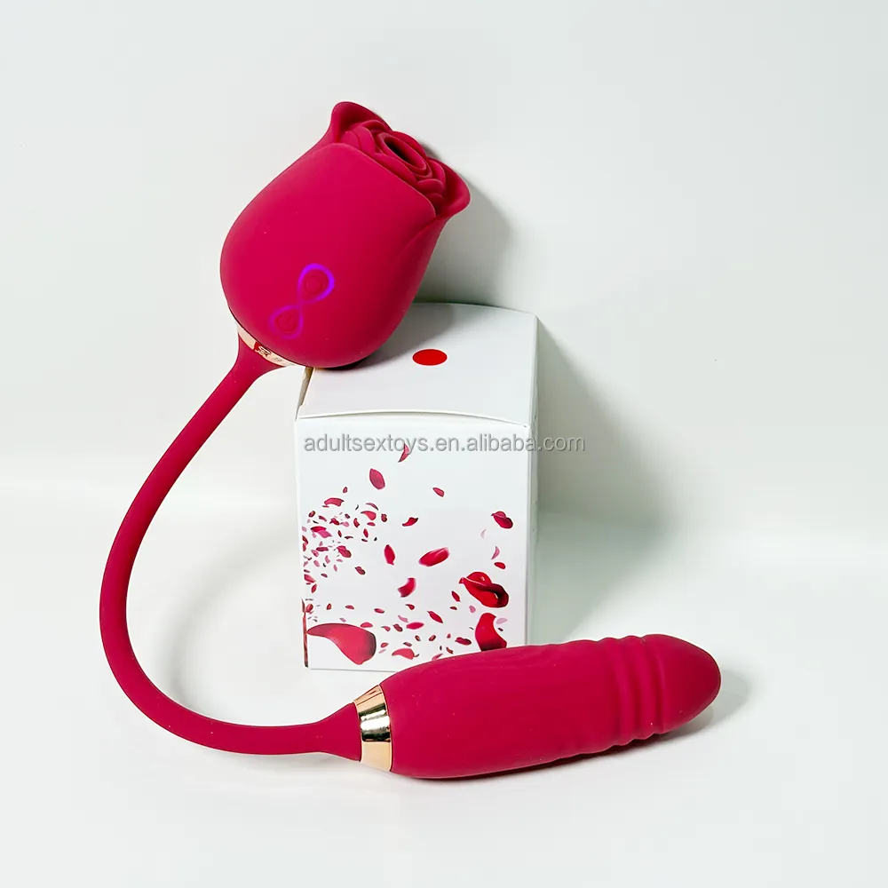 New Arrival Rose Thrusting Vibrator Dildo Sex Toys for Women's Vaginal Anal Clitoral Pleasure Adult Rose Toys