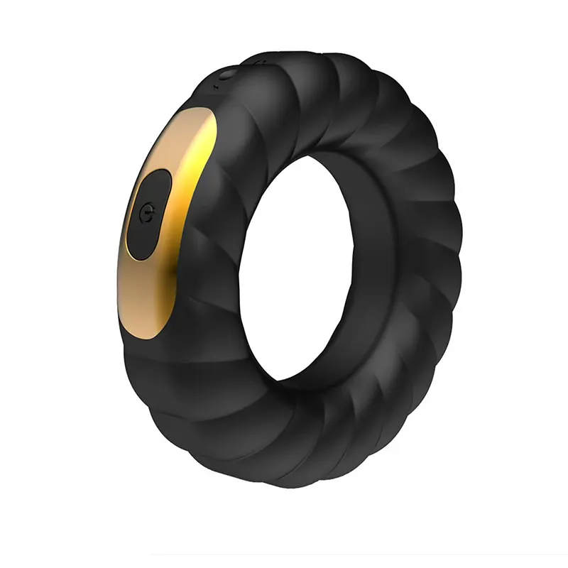 Original Rechargeable 10-Mode Vibrating Silicone Cock Ring Big Black Male Erection Enhancer Penis Ring Vibrator for Men