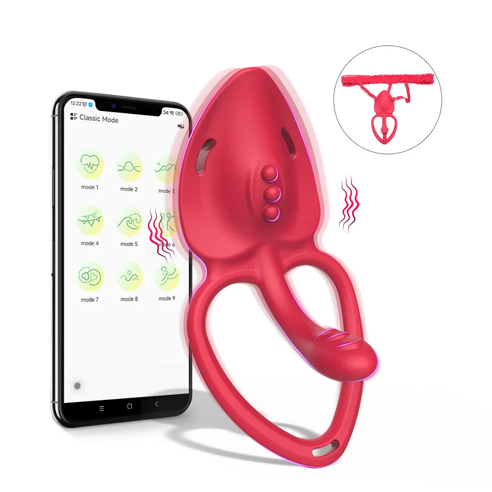 9 Vibrating Penis Ring Clitoral Stimulator Adult Sex Toys Wearable Panty Vibrator with APP Control Vibrators for Sexual Pleasure