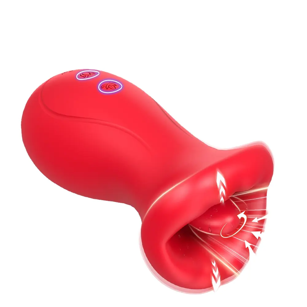New Rose Red Soft Tongue Vibrator Toy Real Mouth Lips Kiss Sex Toy for Women with Realistic Licking Sucking Features