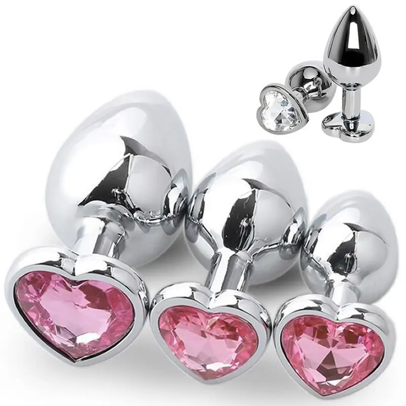 Best Seller 3 PCS/Set Crystal Jewel Anal Plug Heart Shape Stainless Steel Butt Plugs Factory Wholesale Metal Anal Plug