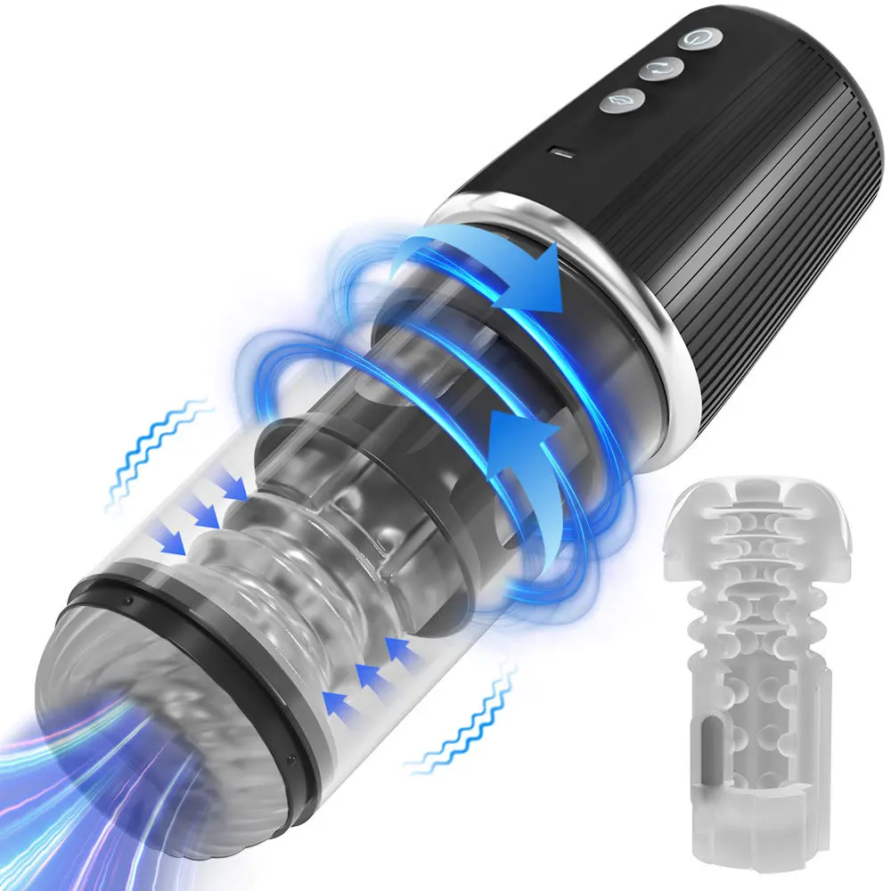 Automatic 5 Rotating 5 Sucking Licking 7 Vibrating Crystal Stroker Male Masturbator Penis Pump Adult Sex Toys for Men