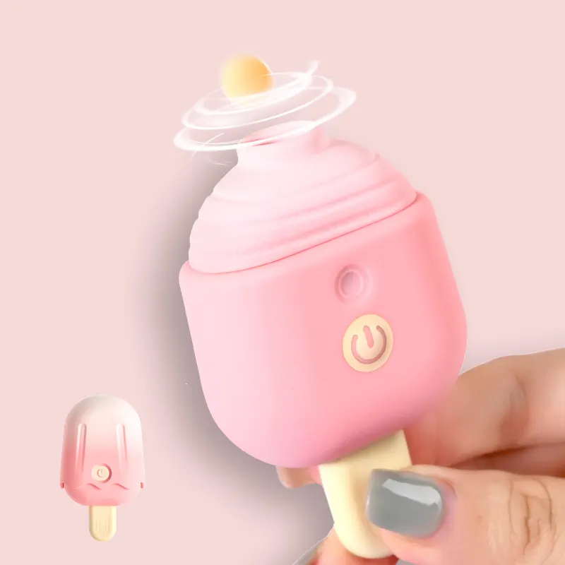 Ice Cream Shaped Mini Female Vibrator with USB Rechargeable 10 Suction Modes for Women's Clitoral & Nipple Sex Toys