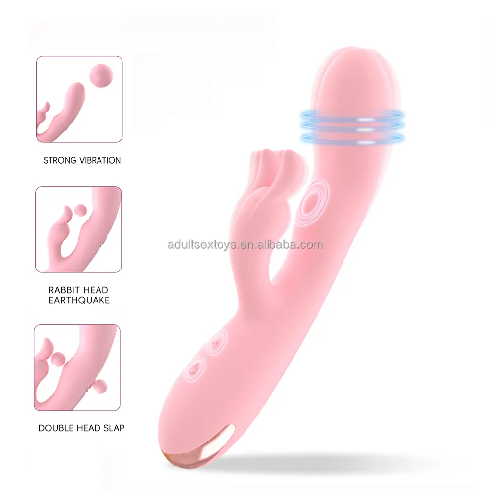 Triple Flirting Real Rabbit Vibrator Dildo Sex Toys with 10 Dual Flapping & Vibration for Women Clitoral Vaginal G Spot Pleasure