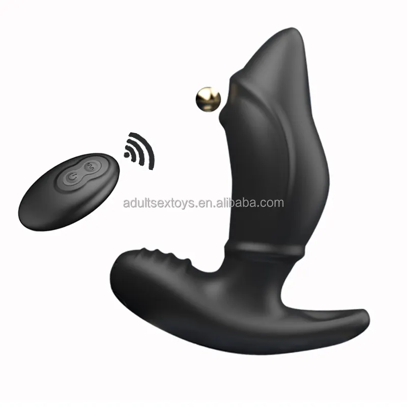 Remote Controlled Vibrating Anal Butt Plug with Beaded Rolling Massage Anal Male Adult Sex Toys for Men Women Couples