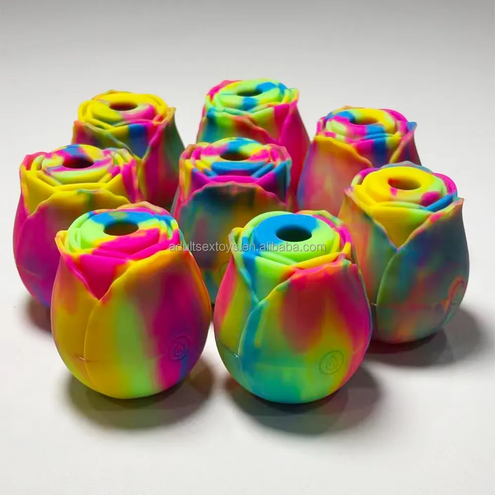 Rose Sex Toy Factory Wholesale Rainbow Glow in the Dark Luminous Rose Vibrator Women Sex Rose Toys