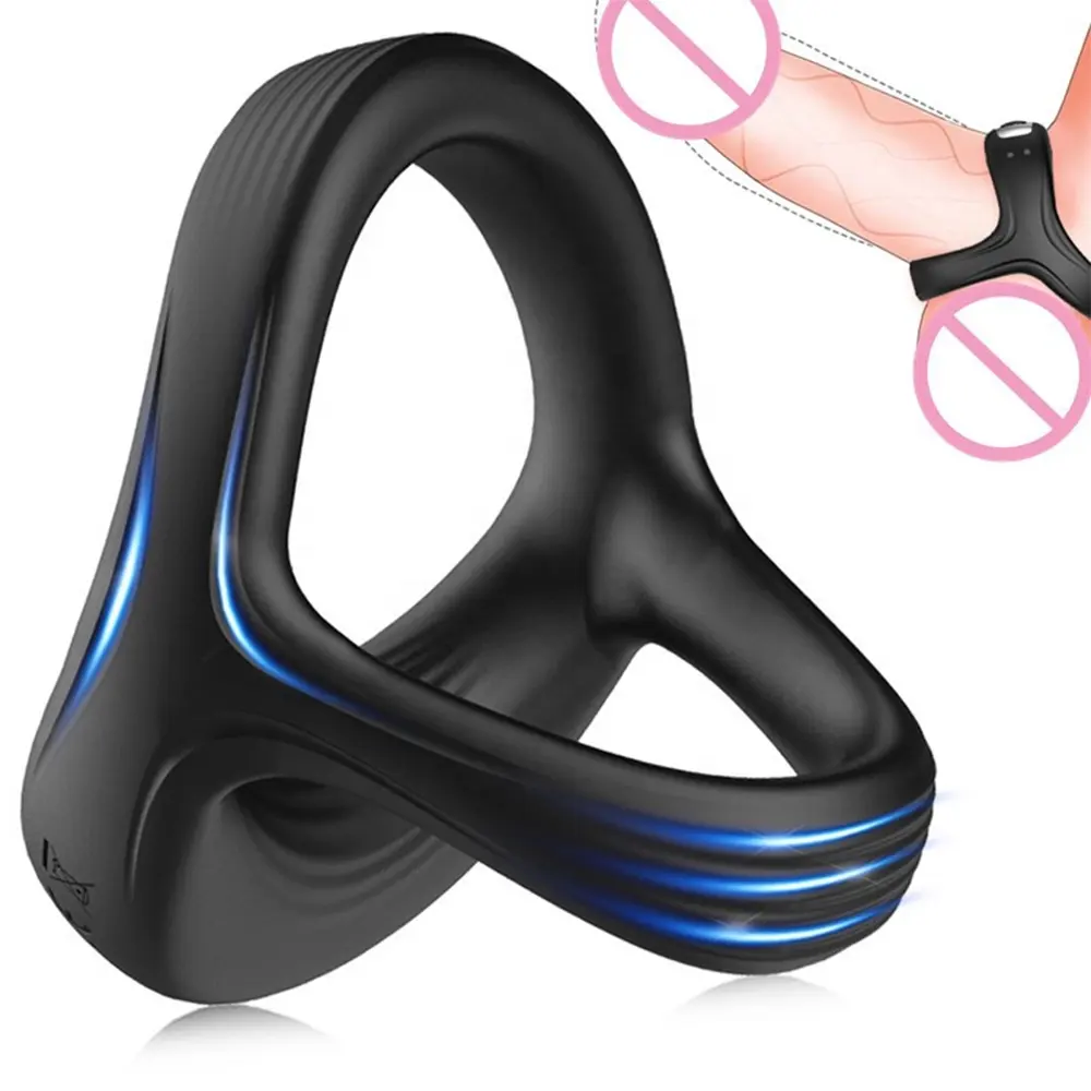 Three Rings Male Penis Training Tools Sex Toy Cock Ring Vibrator