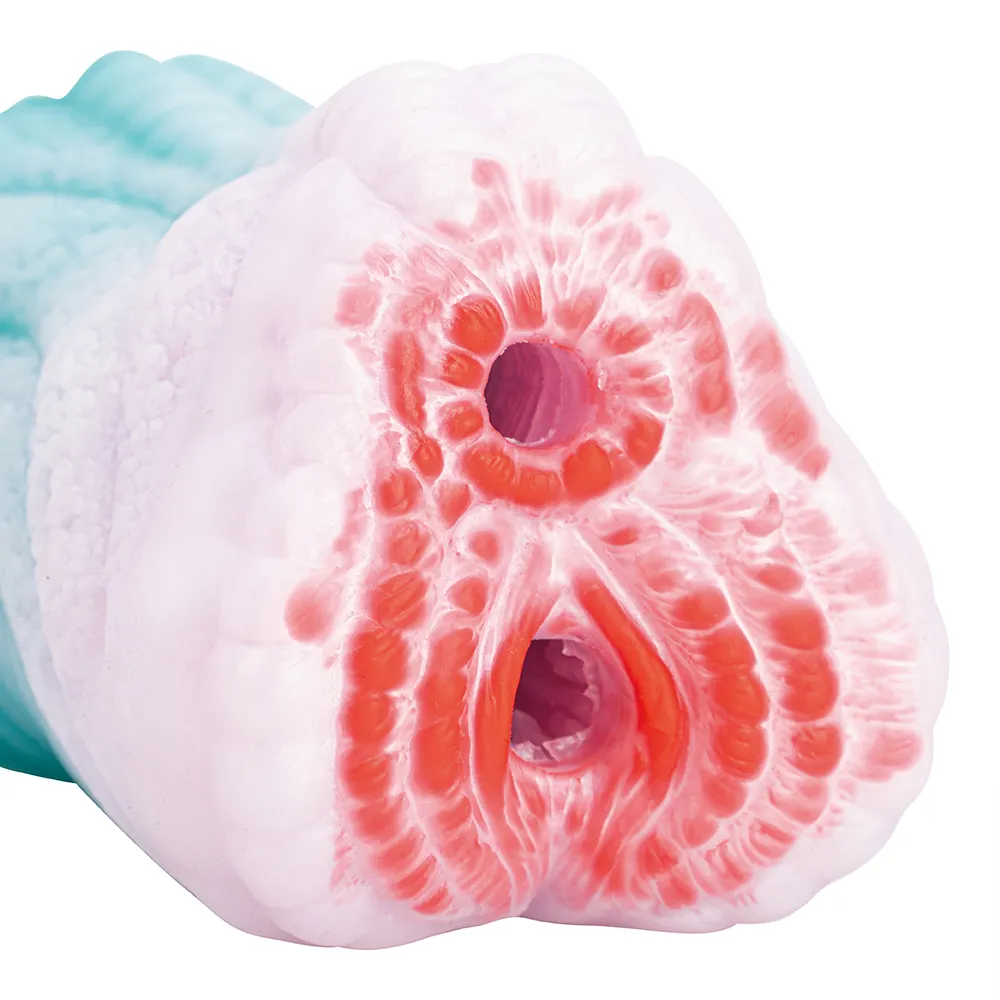 Fantasy Alien Pocket Pussy Silicone Monster Male Masturbator Two-Hole Men Sex Toys Blue 100% Waterproof 161mm Length 79mm Being