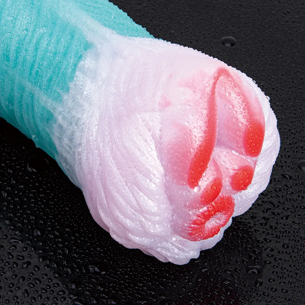 Liquid Silicone Man Stocker Fantasy Alien Plants Masturbators Cup Double Channel Hole Fetish Sex Toy Male Soft Masturbators
